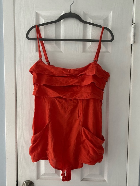 Anthropologie Pants - Anthropologie Red Ruffle Romper